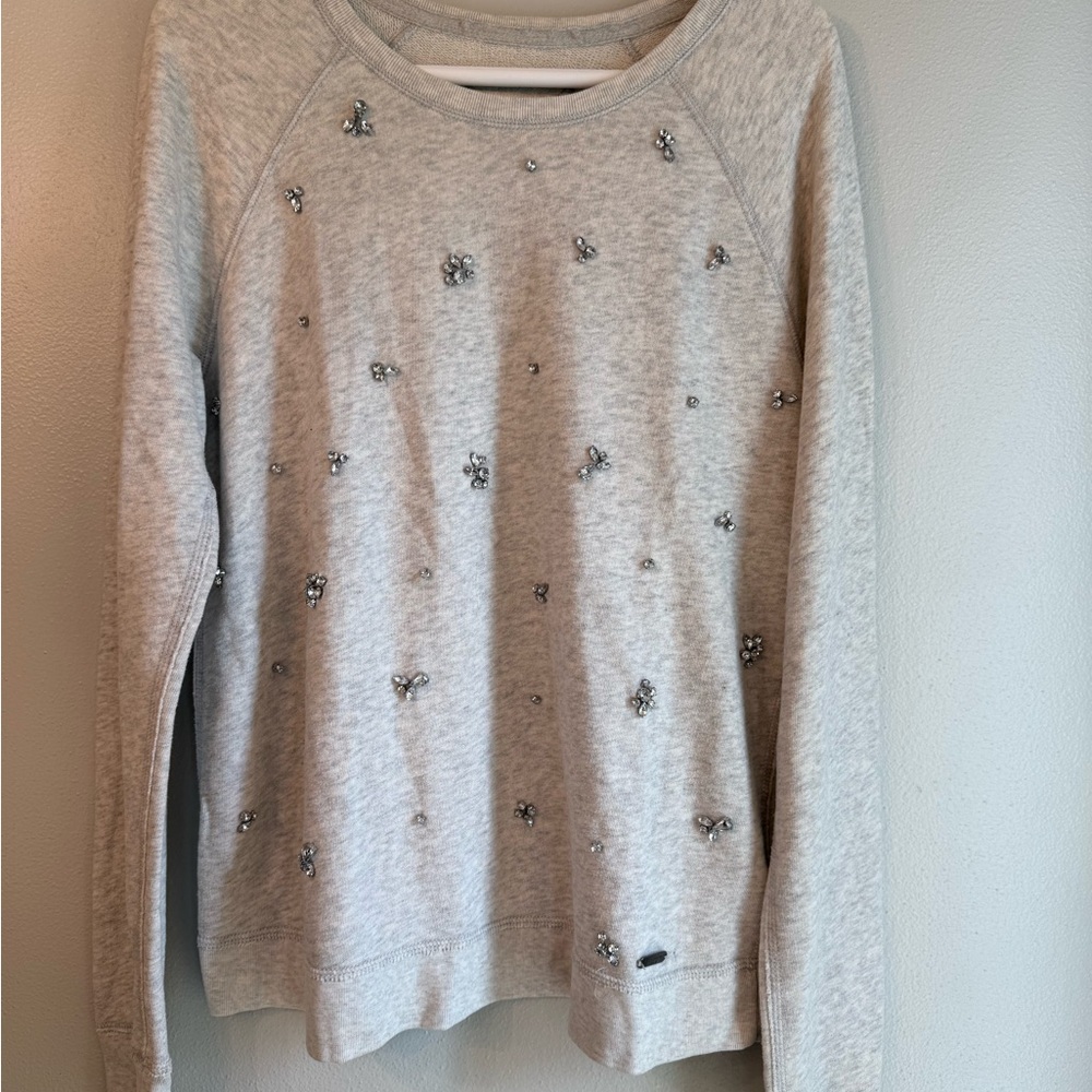 Vintage Abercrombie & Fitch Woman’s Gray Embellished Crew Neck Sweater